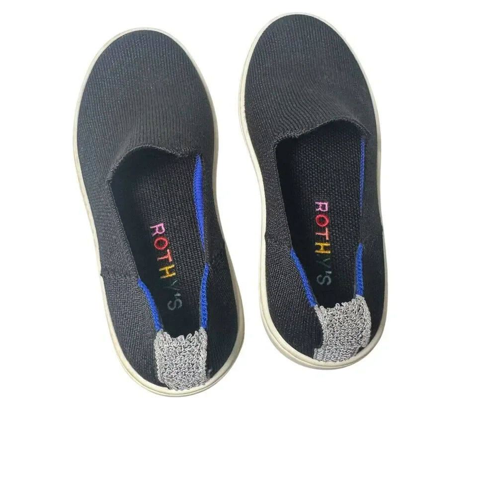 Rothy's Kids Sneaker Black Girls US 13 EU 31 Knit Fabric Slip On Play Shoes